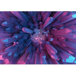 Fototapete - Crystal - geometric fantasy with 3D elements in purple tones