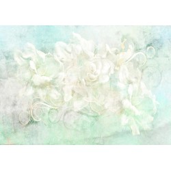 Fototapete - Blossoming among pastels - abstract with floral motif and patterns