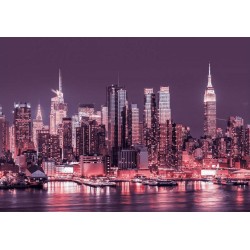 Fototapete - Purple night over Manhattan - cityscape of New York architecture