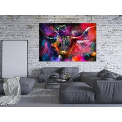 Leinwandbild - Colorful Bull (1 Part) Wide