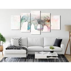 Leinwandbild - Painted Elephant (5 Parts) Wide