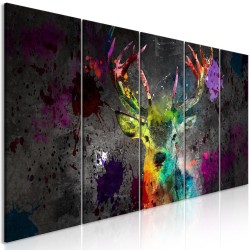 Leinwandbild - Rainbow Deer (5 Parts) Narrow