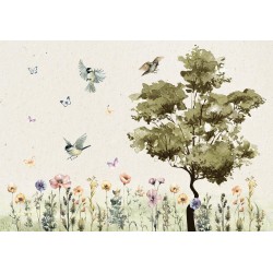 Fototapete - Spring Meadow - a Clearing With Flowers Painted in Watercolours