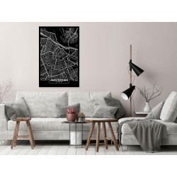 Leinwandbild - Dark Map of Amsterdam (1 Part) Vertical