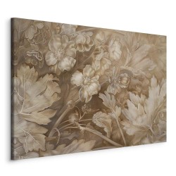 Leinwandbild - Floral Ornaments Carved in Delicate Sepia and Brown Shades