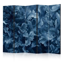 Paravent - Abstract Ornaments - Dark Blue Victorian Leaves