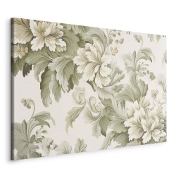 Leinwandbild - Retro Vintage Flowers in Delicate Cream and Green Colors