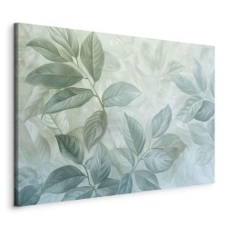 Leinwandbild - Large Leaves in Shades of Green-Mint: Botanical Motif