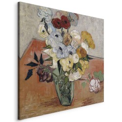 Leinwandbild - Stilllife with Japanese vase, roses and anemones (Vincent Van Gogh)