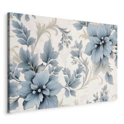 Leinwandbild - Turquoise Flowers in Retro Ambience Floristic Ornaments