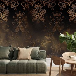 Fototapete - Baroque Ornaments in Patinated Gold and Browns: Retro Motif