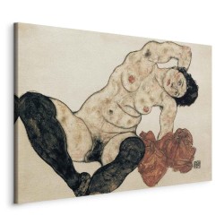 Leinwandbild - Liegender Akt mit gelbem Handtuch (Egon Schiele)