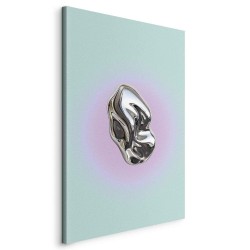 Leinwandbild - Metallic Form - Abstract Sculpture on a Mint Background with a Purple Halo