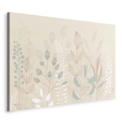 Leinwandbild - Morning in the Meadow - Various Pastel Plants on a Beige Background