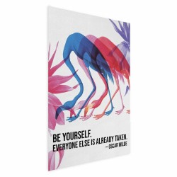 Poster - Poster - Colorful Repetition - three flamingo silhouettes with an inspiring quote