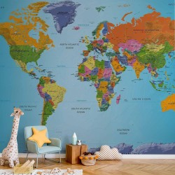 Fototapete - World Map: Colourful Geography