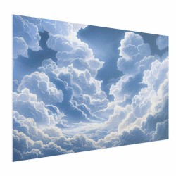 Poster - Blue Sky Breaking Through White, Fluffy Clouds