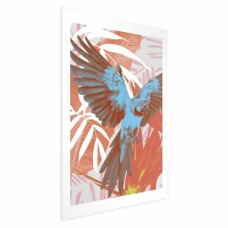 Poster - Exotic Wings - parrot among abstract leaf patterns