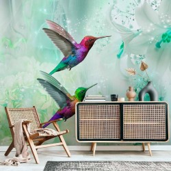 Fototapete - Colourful Hummingbirds (Green)