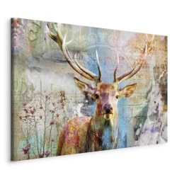 Leinwandbild - Deer on Wood