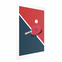 Poster - Table Tennis - Ball and Racket on a Table