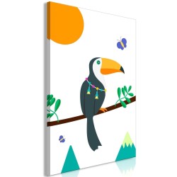 Leinwandbild - Toucan And Butterflies (1 Part) Vertical