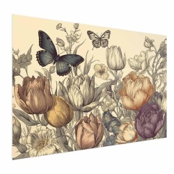 Poster - Colorful Tulips on a Cream Background