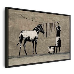 Leinwandbild - Banksy: Washing Zebra on Concrete (1 Part) Wide