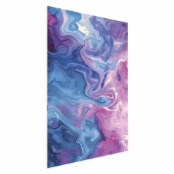 Poster - Night Flows - abstract waves in shades of blue and purple