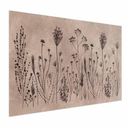 Poster - Field Flowers - black plants on a lime wash background