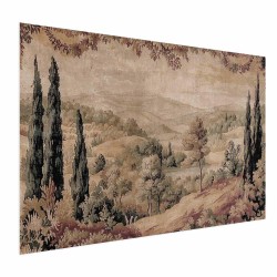 Poster - Mediterranean Landscape - Old Tapestry with a Hill and Lake