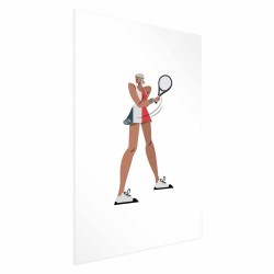 Poster - Tennis Player with a Racket on a White Background - Illustration