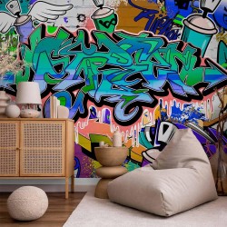 Fototapete - Graffiti: blue theme