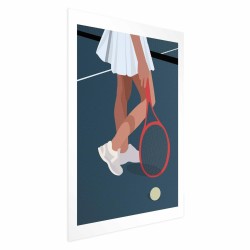 Poster - Poster - Tennis Player with a Red Racket on the Court - Illustration