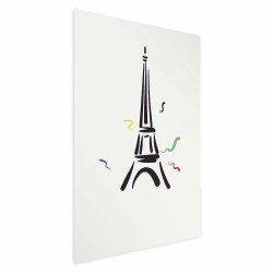 Poster - Black Illustration of the Eiffel Tower on a Light Background