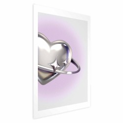 Poster - Poster - Cosmic Heart - silver heart with a ring on a purple background