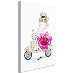 Leinwandbild - Girl on a Scooter (1 Part) Vertical