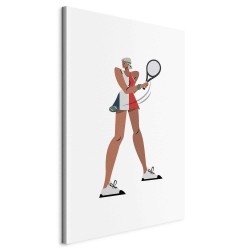 Leinwandbild - Tennis Player With a Racket on a Light Background - Illustration