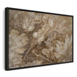 Leinwandbild - Floral Ornaments Carved in Delicate Sepia and Brown Shades