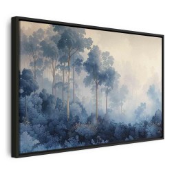 Leinwandbild - Landscape with Trees in Illustrative Style Fairy-Tale Blue Forest