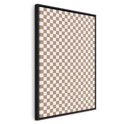 Leinwandbild - Checkerboard Pattern - Brown-White Grid with a Subtle Noise