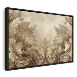 Leinwandbild - Carved Baroque Ornaments Rich Composition in Sepia Colors