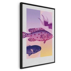 Leinwandbild - Fish in Pastels - Stylized Fish Against Gradient Shapes