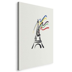 Leinwandbild - Eiffel Tower and Colorful Ribbons