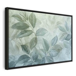 Leinwandbild - Large Leaves in Shades of Green-Mint: Botanical Motif