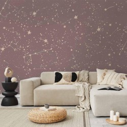 Fototapete - Night Sky - Artistic Constellations and Stars in Pastel Shades