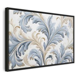 Leinwandbild - Baroque Ornaments in Light Cream-Blue Hues