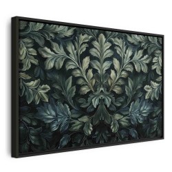 Leinwandbild - Dark Green Victorian Leaves: Botanical Carved Composition