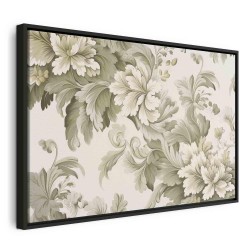 Leinwandbild - Retro Vintage Flowers in Delicate Cream and Green Colors