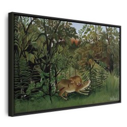 Leinwandbild - Le Lion ayant faim se jette sur lAntilope (Henri Rousseau)